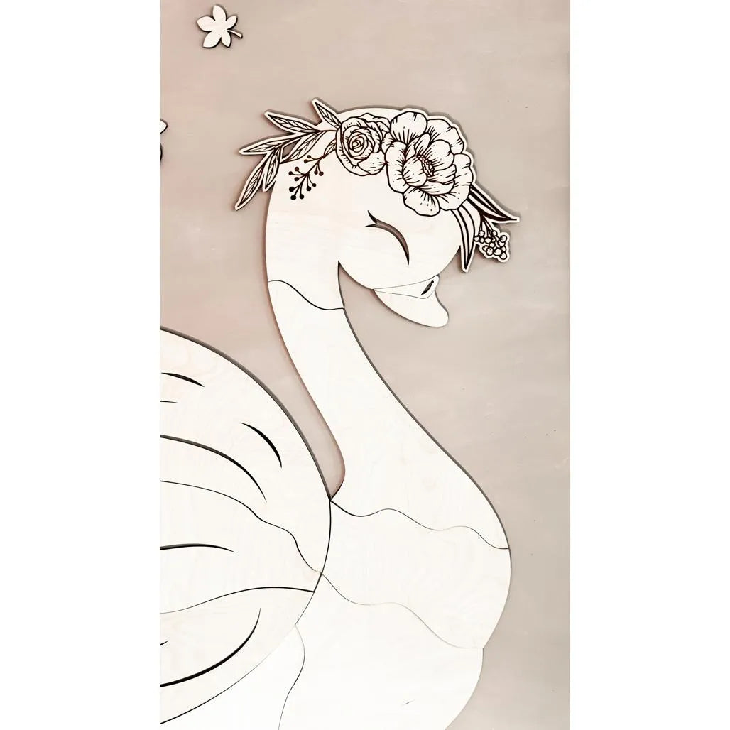 Cigno - Decorazione da parete in legno, misura S - 78 cm x 68 cm - Parete - Taglialo ora
