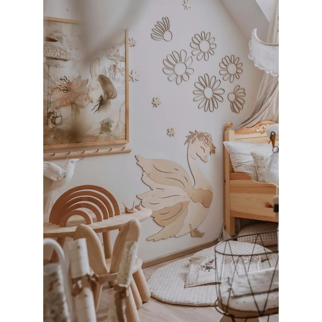 Cigno - Decorazione da parete in legno, misura S - 78 cm x 68 cm - Parete - Taglialo ora