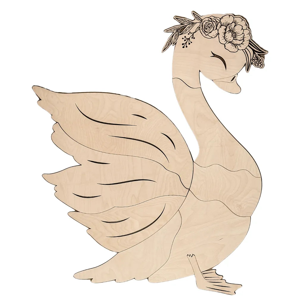 Cigno - Decorazione da parete in legno, misura S - 78 cm x 68 cm - Parete - Taglialo ora