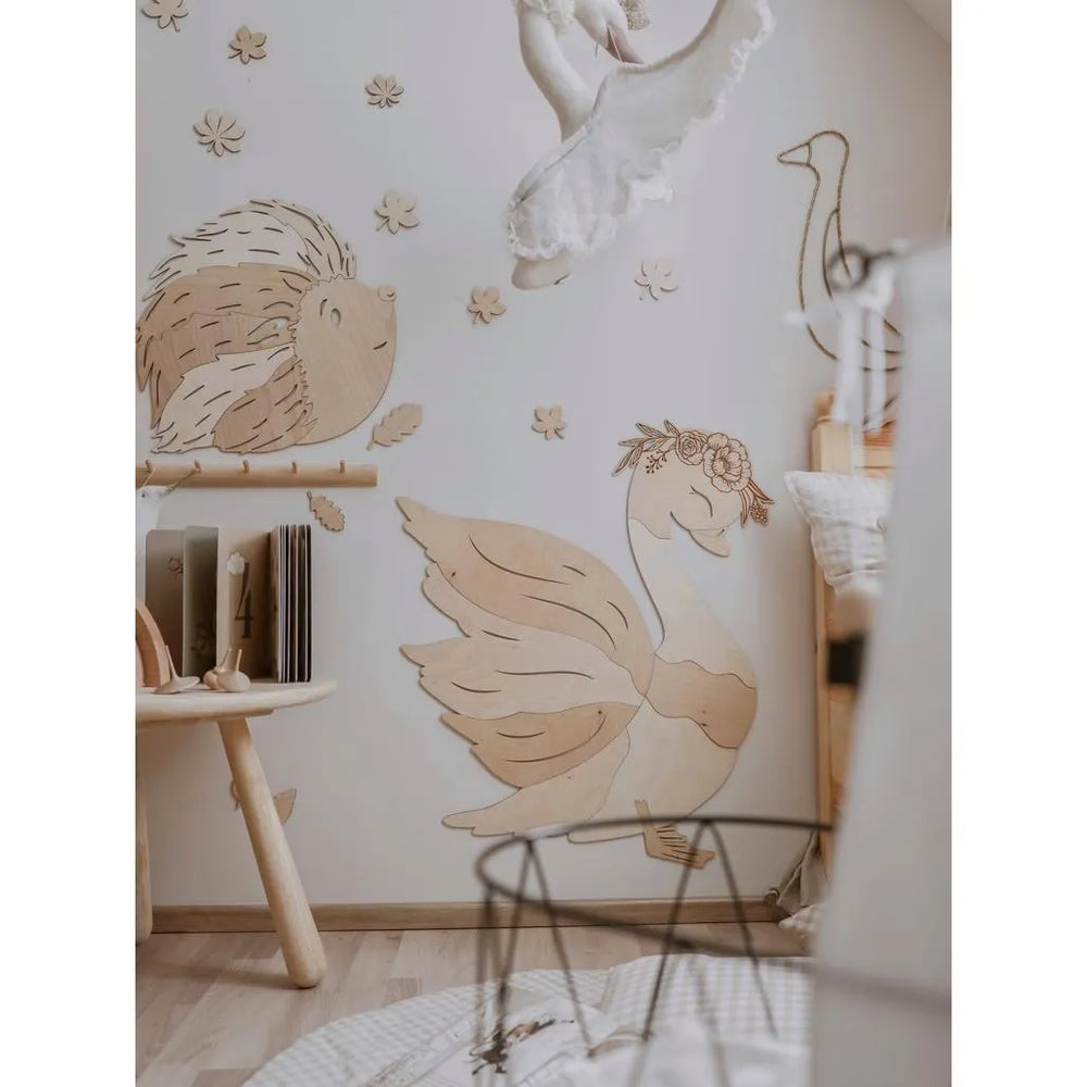 Cigno - Decorazione da parete in legno Misura m - 90cmx80cm - Parete - Taglialo ora