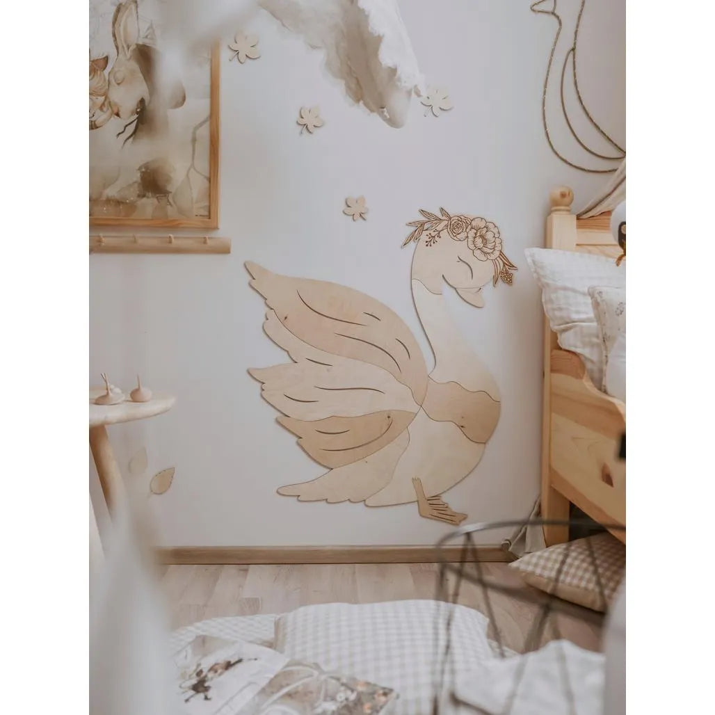 Cigno - Decorazione da parete in legno Misura m - 90cmx80cm - Parete - Taglialo ora