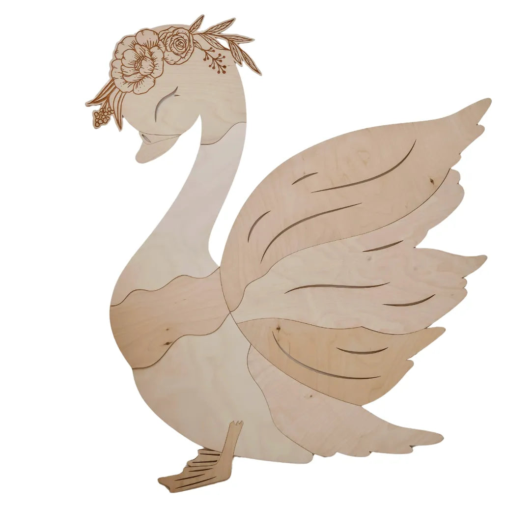 Cigno - Decorazione da parete in legno Misura m - 90cmx80cm - Parete - Taglialo ora