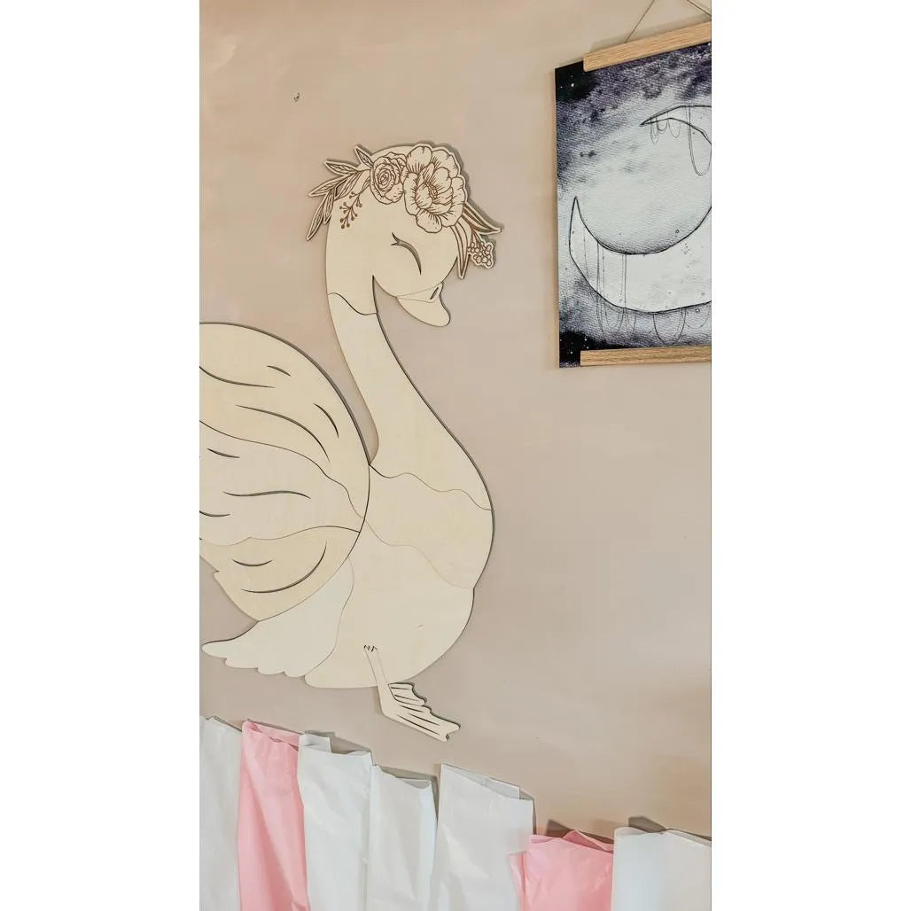 Cigno - Decorazione da parete in legno Misura m - 90cmx80cm - Parete - Taglialo ora