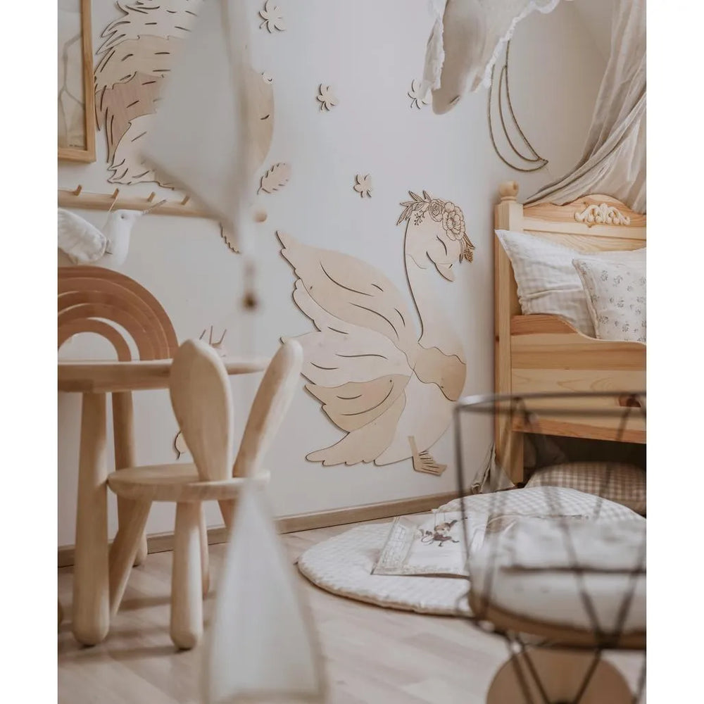 Cigno - Decorazione da parete in legno Misura m - 90cmx80cm - Parete - Taglialo ora
