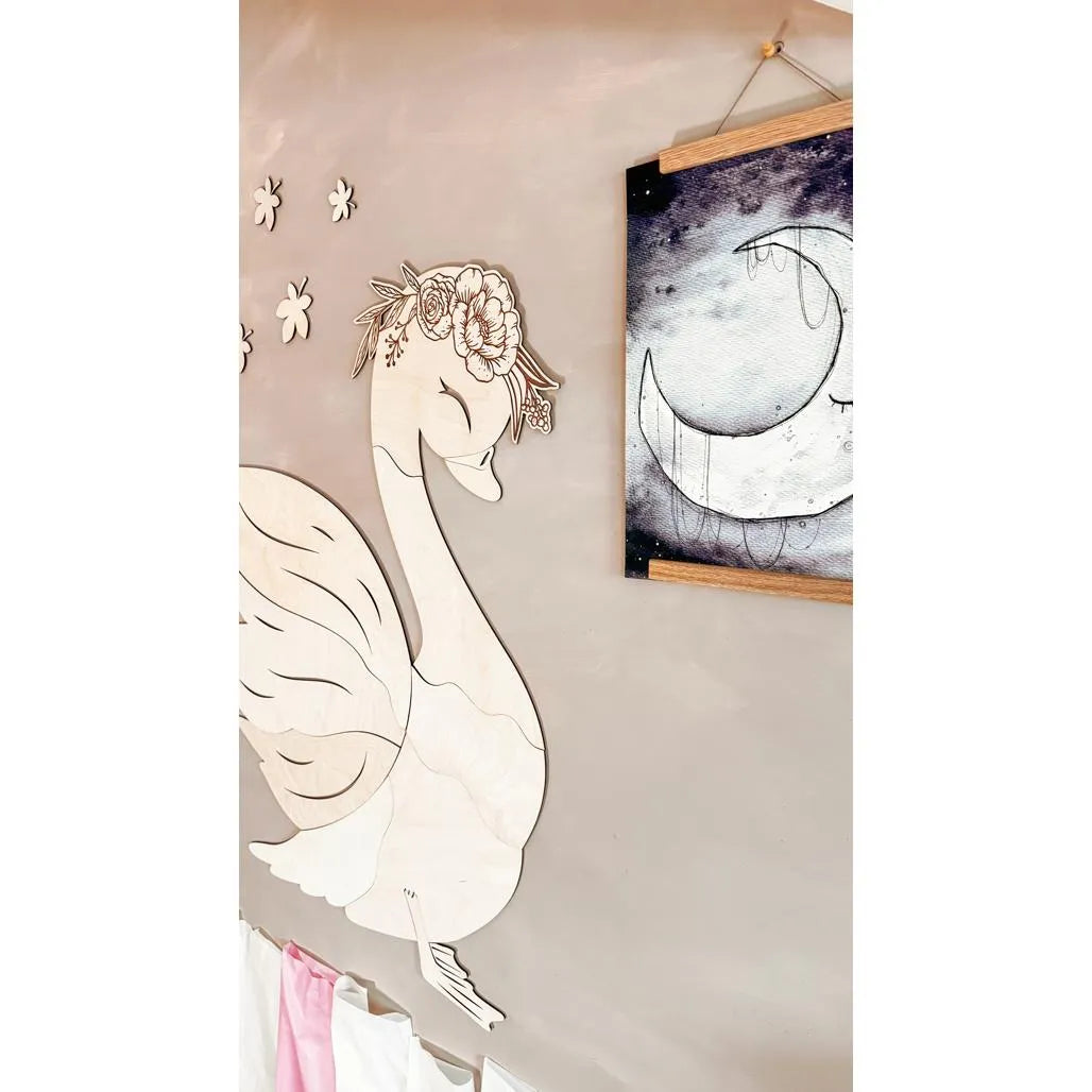 Cigno - Decorazione da parete in legno Misura m - 90cmx80cm - Parete - Taglialo ora