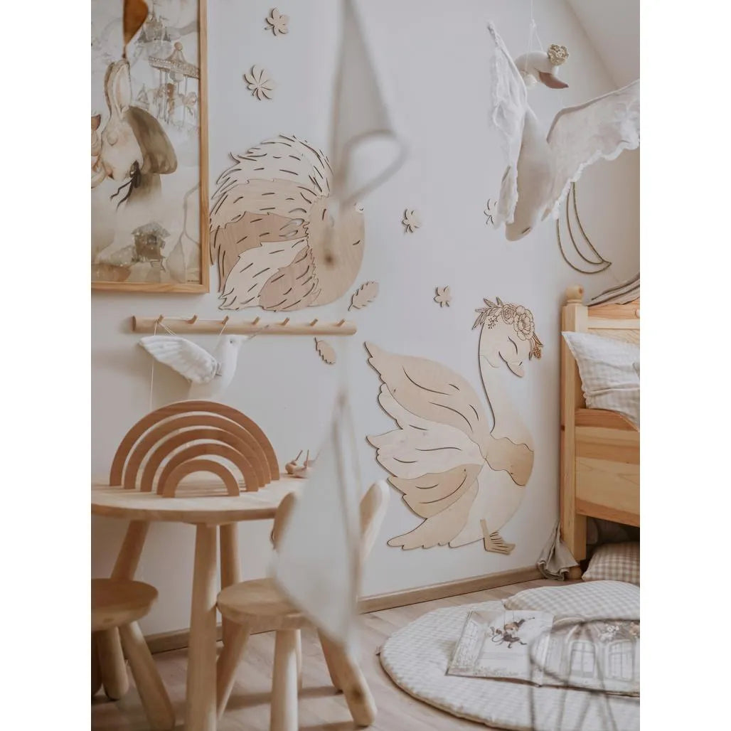 Cigno - Decorazione da parete in legno Misura m - 90cmx80cm - Parete - Taglialo ora