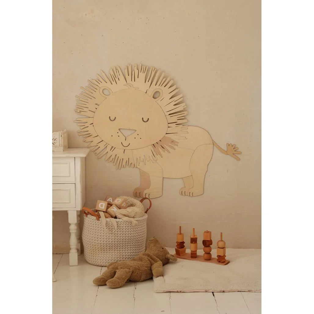 Lev - Drevená Nástenná Dekorácia v Safari štýle Veľkosť s - 65cmx75cm - Nástenná - Cut It Now