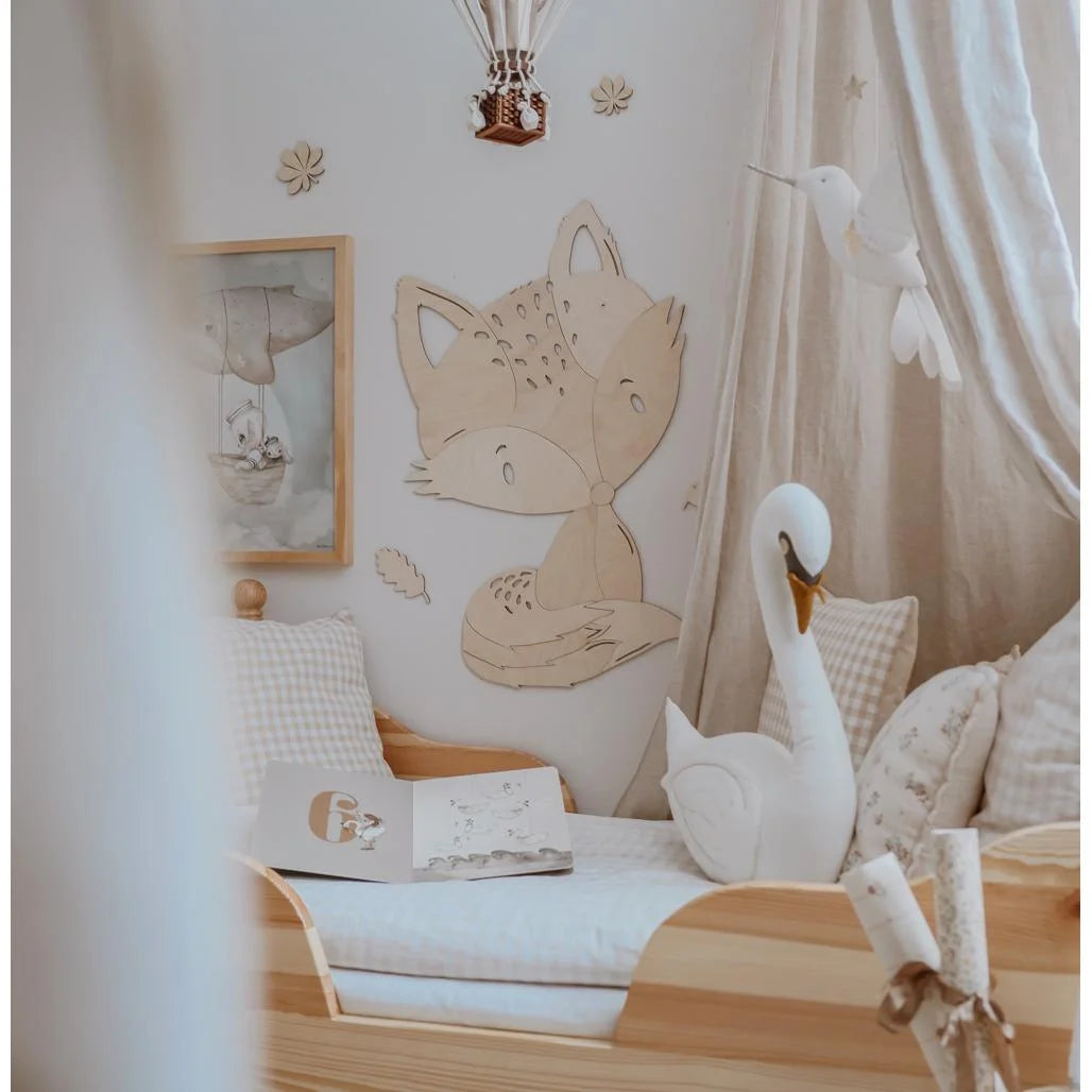 Líška - Drevená Nástenná Dekorácia z Kolekcie Lesných Zvierat Veľkosť m - 75cmx48cm - Nástenná - Cut It Now