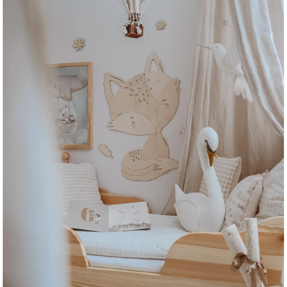 Líška - Drevená Nástenná Dekorácia z Kolekcie Lesných Zvierat Veľkosť m - 75cmx48cm - Nástenná - Cut It Now