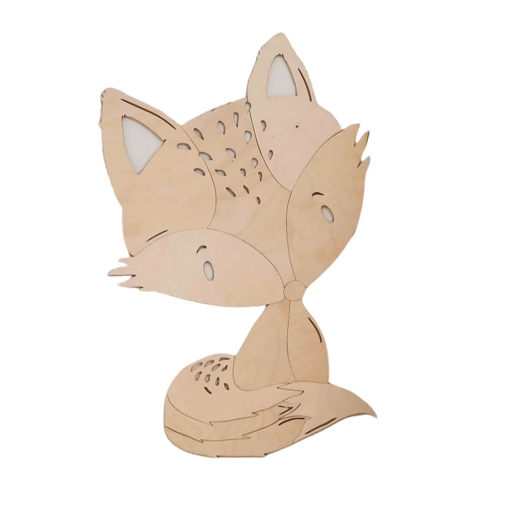 Líška - Drevená Nástenná Dekorácia z Kolekcie Lesných Zvierat Veľkosť m - 75cmx48cm - Nástenná - Cut It Now