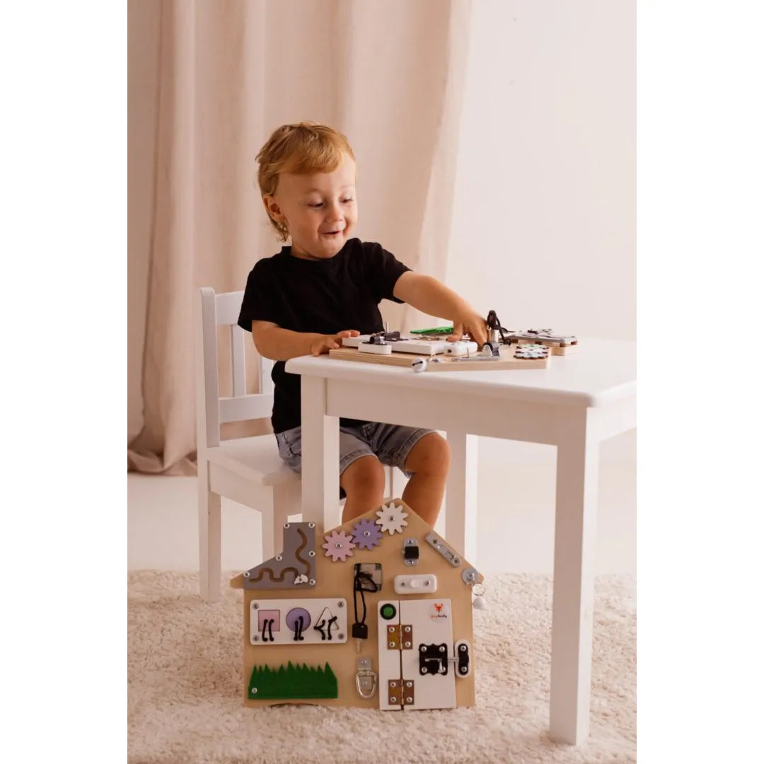 Manipulačná Doska Mini Domček - Montessori Tabuľa - Foxy Family