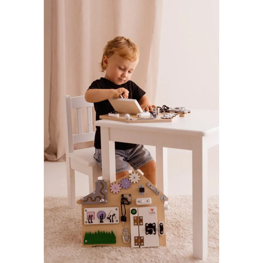 Manipulačná Doska Mini Domček - Montessori Tabuľa - Foxy Family