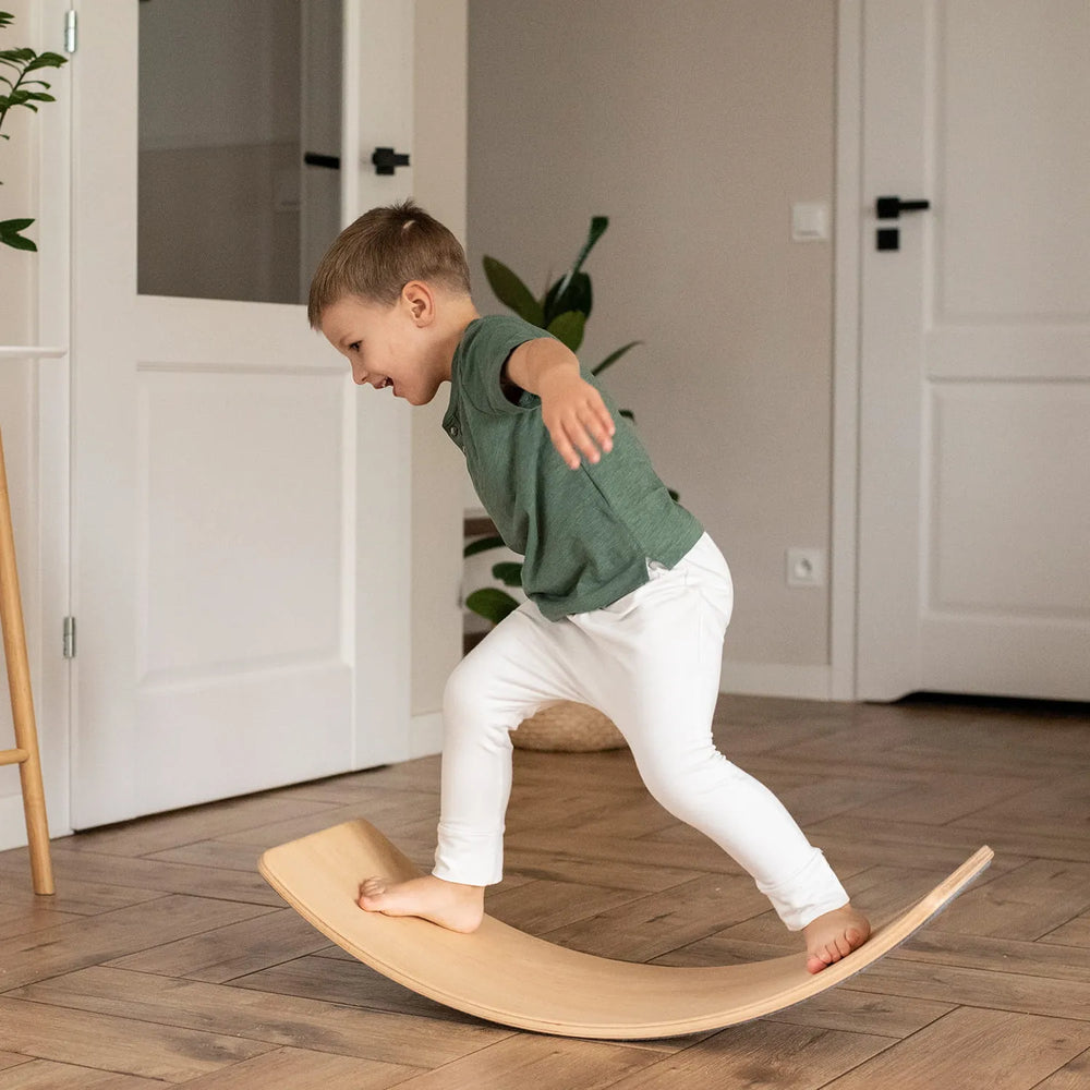 Meowbaby Balance Board für Kinder 80x30cm Kleinkindschaukel aus Holz mit Filzoberfläche Grau - Balance Boards