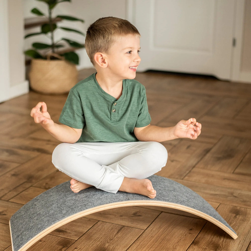 Meowbaby Balance Board per bambini 80x30cm Altalena in legno blu con feltro azzurro - Balance Board