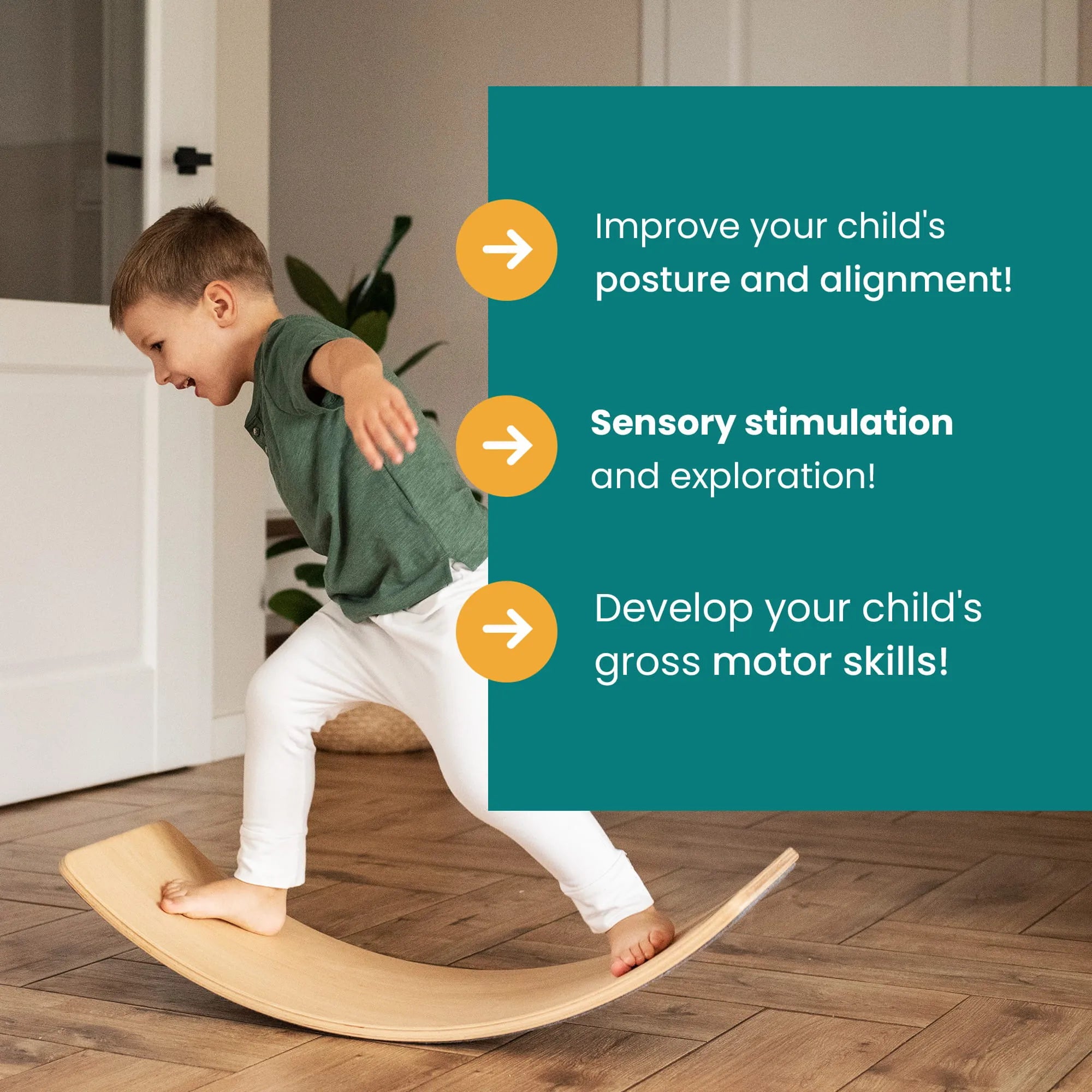 Meowbaby Balance Board per bambini 80x30cm Altalena in legno blu con feltro azzurro - Balance Board