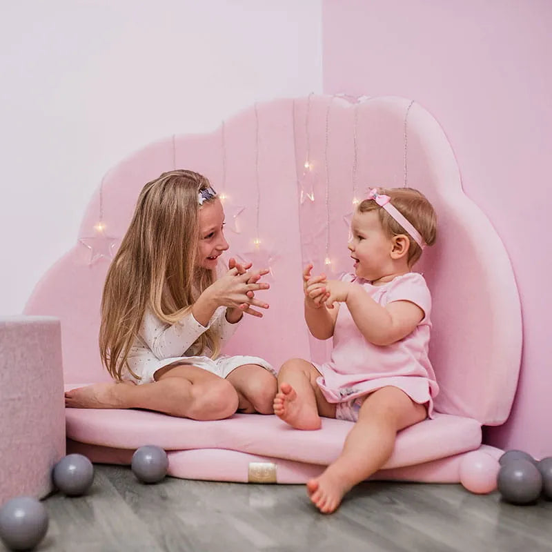 Meowbaby Children's Cloud Foam Folding Play Mat 160x160cm Certified Velvet Light Pink - Play