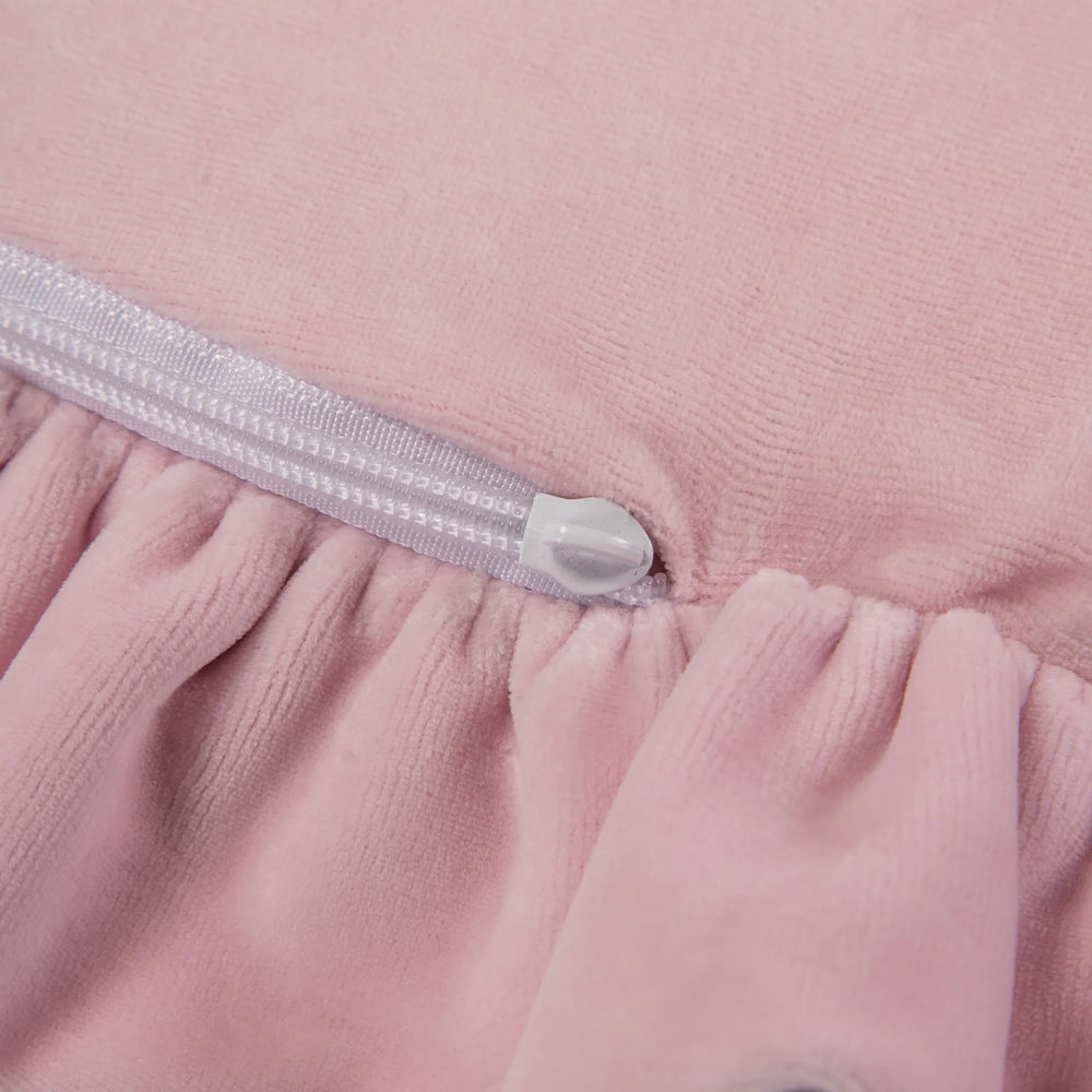 Meowbaby Children's Round 100cm Foam Play Mat with Ruffle Certified Velvet Light Pink - Play Mats