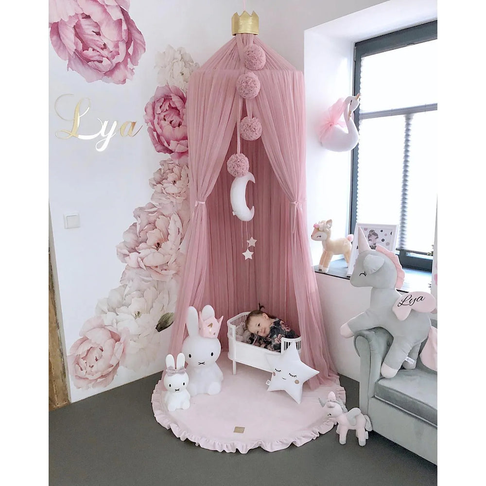 Meowbaby Children's Round 100cm Foam Play Mat with Ruffle Certified Velvet Light Pink - Play Mats