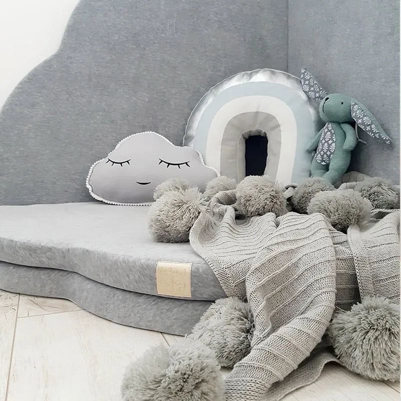 Meowbaby Children's Mat Cloud 160x160cm Folding Foam Play Certified Velvet Light Gray - Play Mats