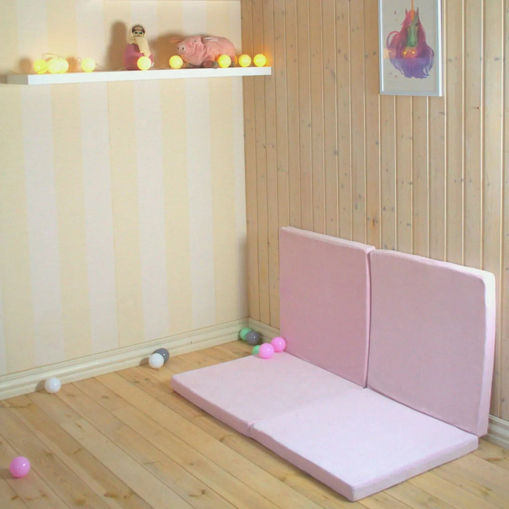 Meowbaby Children's Square 120x120cm Foam Folding Play Mat Certified Velvet Light Pink - Play