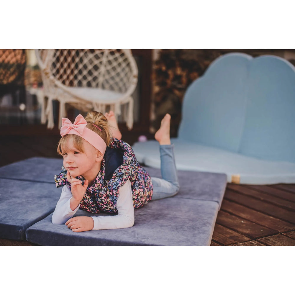 Meowbaby Children's Square 120x120cm Foam Folding Play Mat Certified Velvet Blue-Grey - Play