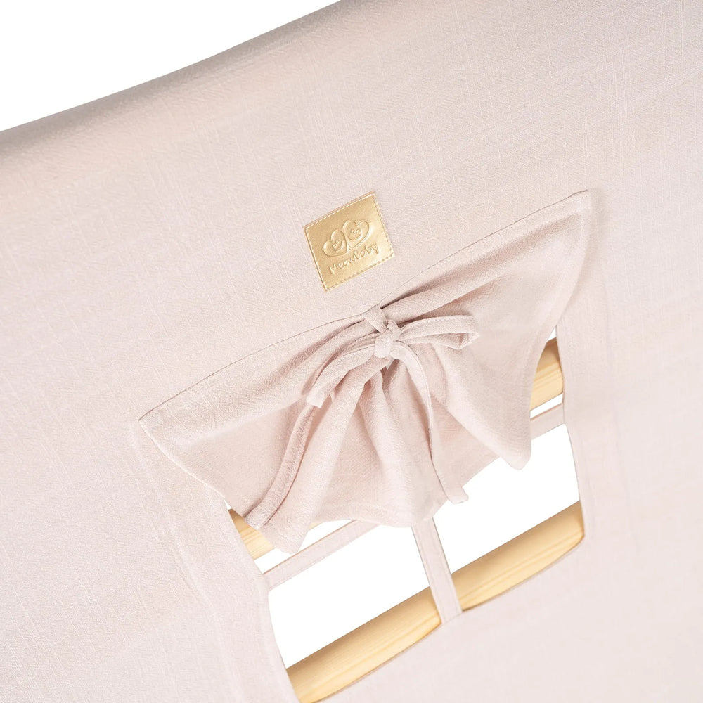 Meowbaby Domeček pro Děti s Žebříkem 60x61 Cm Skládací do Pokoje. Dřevo len Viskóza Růžový Domek Přírodní Žebřík - Lezecký