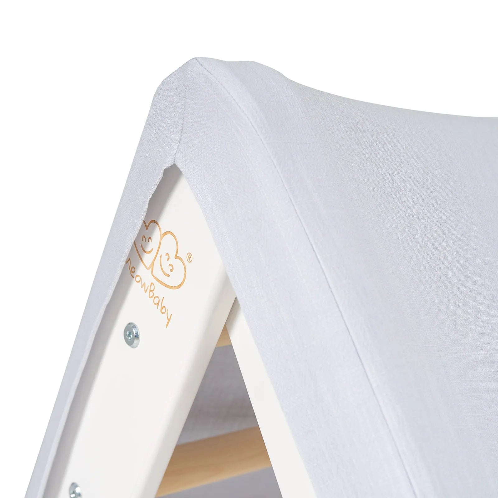 Meowbaby Domeček pro Děti s Žebříkem 60x61 Cm Skládací do Pokoje. Dřevo len Viskóza Šedý a Modrý Bílý Žebřík - Lezecký