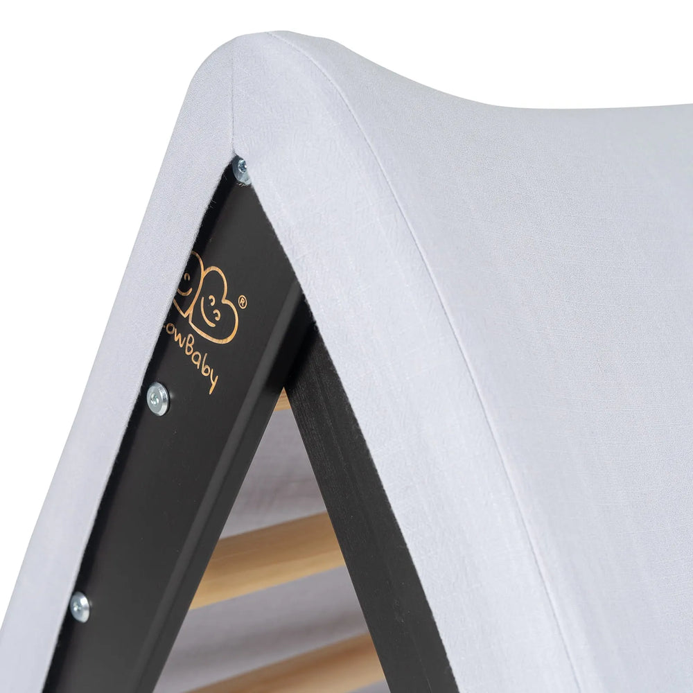 Meowbaby Domeček pro Děti s Žebříkem 60x61 Cm Skládací do Pokoje. Dřevo len Viskóza Šedý a Modrý černý Žebřík - Lezecký