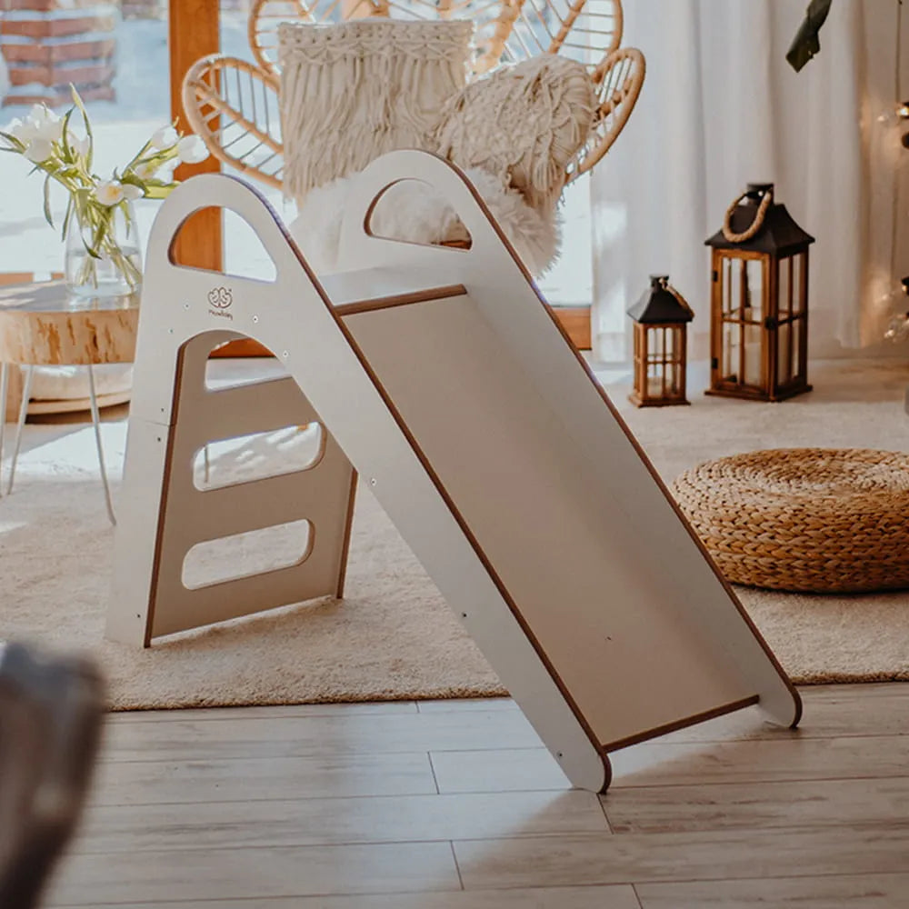 Meowbaby Holzrutsche für Kinder 87x46cm Indoor Weiß - Rutschen