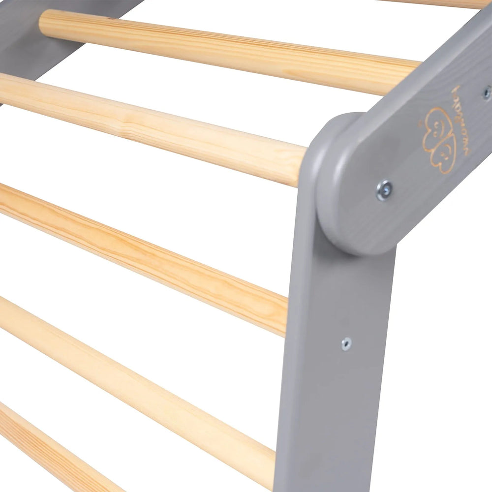 Meowbaby Pikler in legno grande 112x61x94 per bambini, triangolo da arrampicata grigio - Pikler