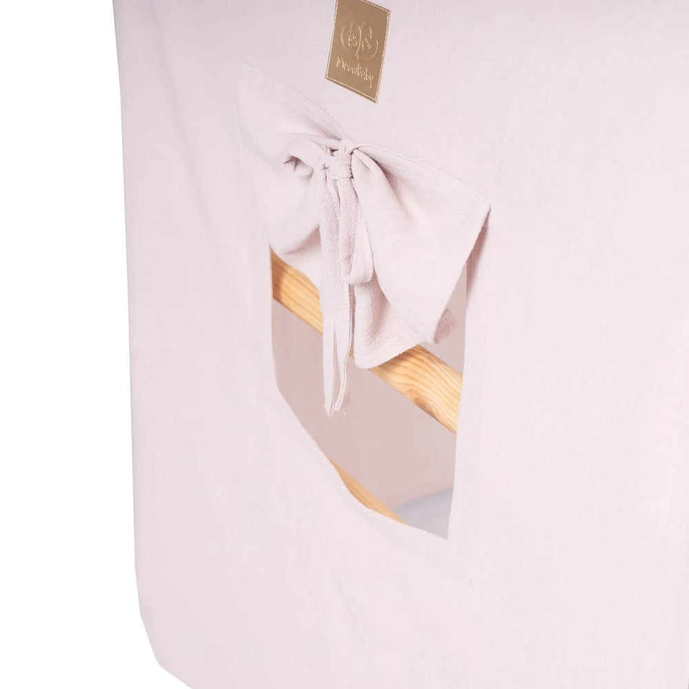 Escalera de escalada Meowbaby Big House 112x61x94 cm Triángulo interior con tienda de campaña Madera Lino Viscosa Rosa Blanco