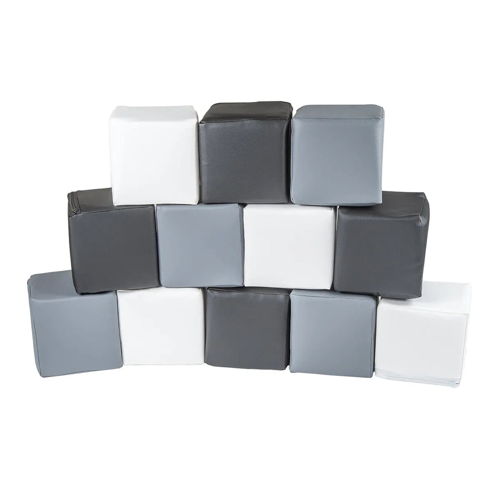 Meowbaby Soft Foam Building Blocks 15x15cm Cubes Certified White/Black/Grey - Play Sets