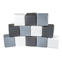 Meowbaby Soft Foam Building Blocks 15x15cm Cubes Certified White/Black/Grey - Play Sets