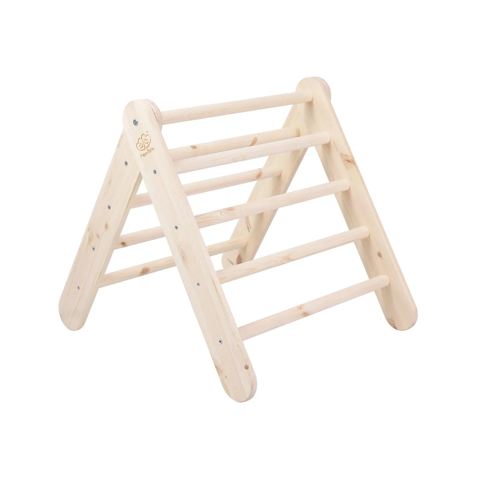 Meowbaby Scaletta 60x61cm Scivolo-Parete da Arrampicata 2 in 1 Set per Bambini in Legno Naturale - Pikler Triangle