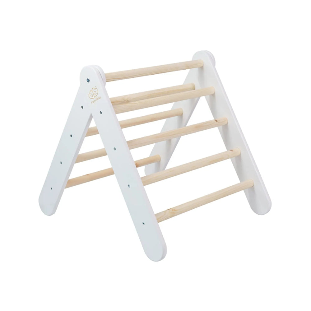 Meowbaby Scaletta 60x61cm Scivolo-Parete da Arrampicata 2 in 1 Set per Bambini in Legno Bianco - Pikler Triangle