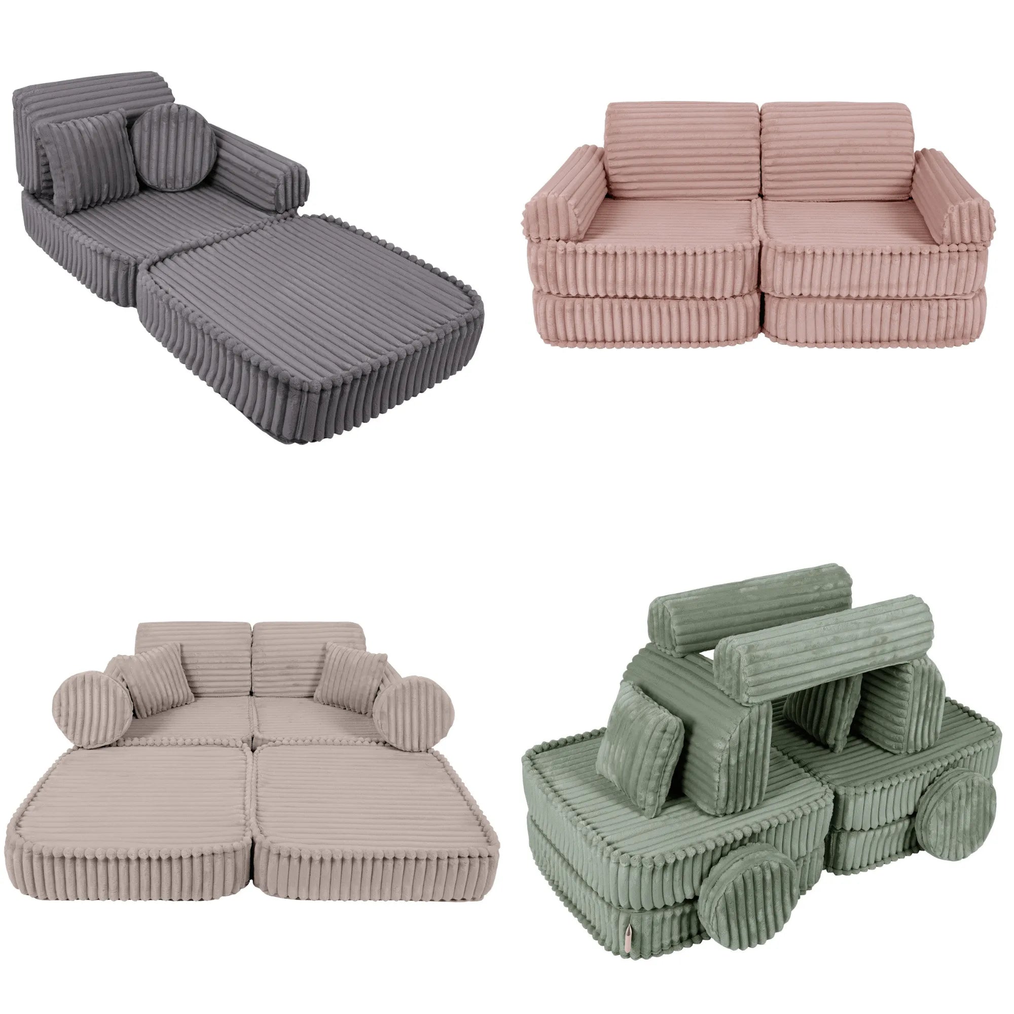 Modulárna Herná Pohovka Plus - 10 Prvkov Slimcord - Sedacie Súpravy - Meowbaby