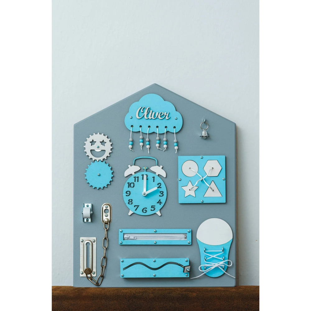 Montessori Holzbretthaus - Blau Rosa Grün - Unlimitedkids