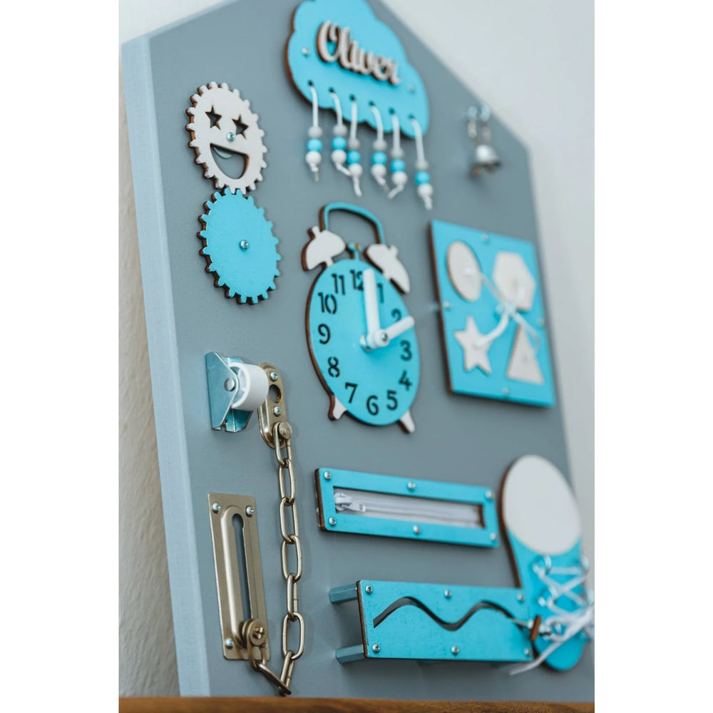 Montessori Holzbretthaus - Blau - Unlimitedkids