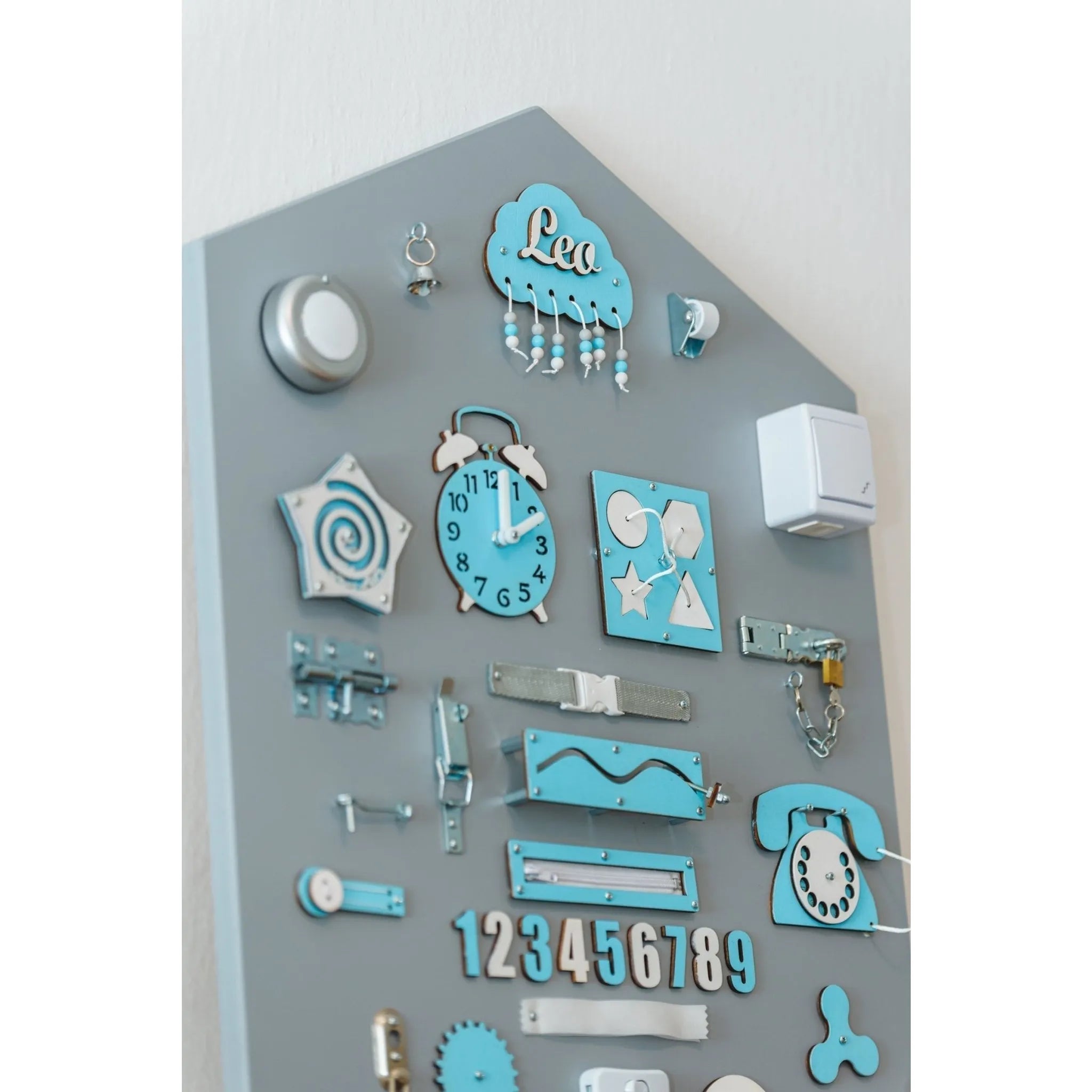 Montessori Holzbretthaus - Blau - Unlimitedkids