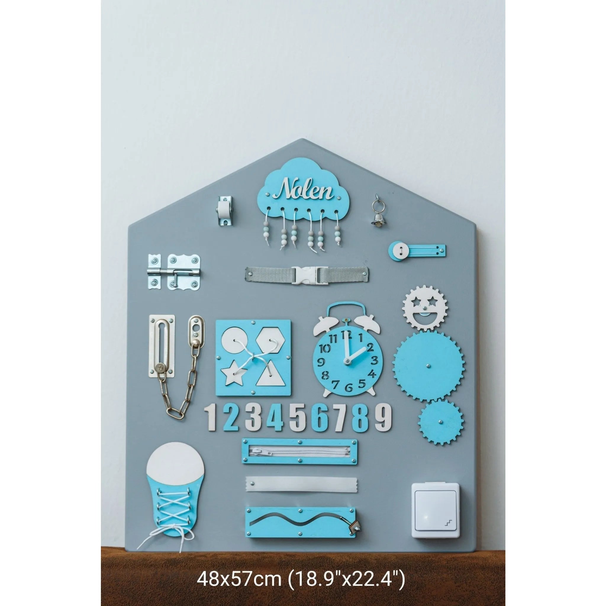 Montessori Holzbretthaus - Blau - Unlimitedkids