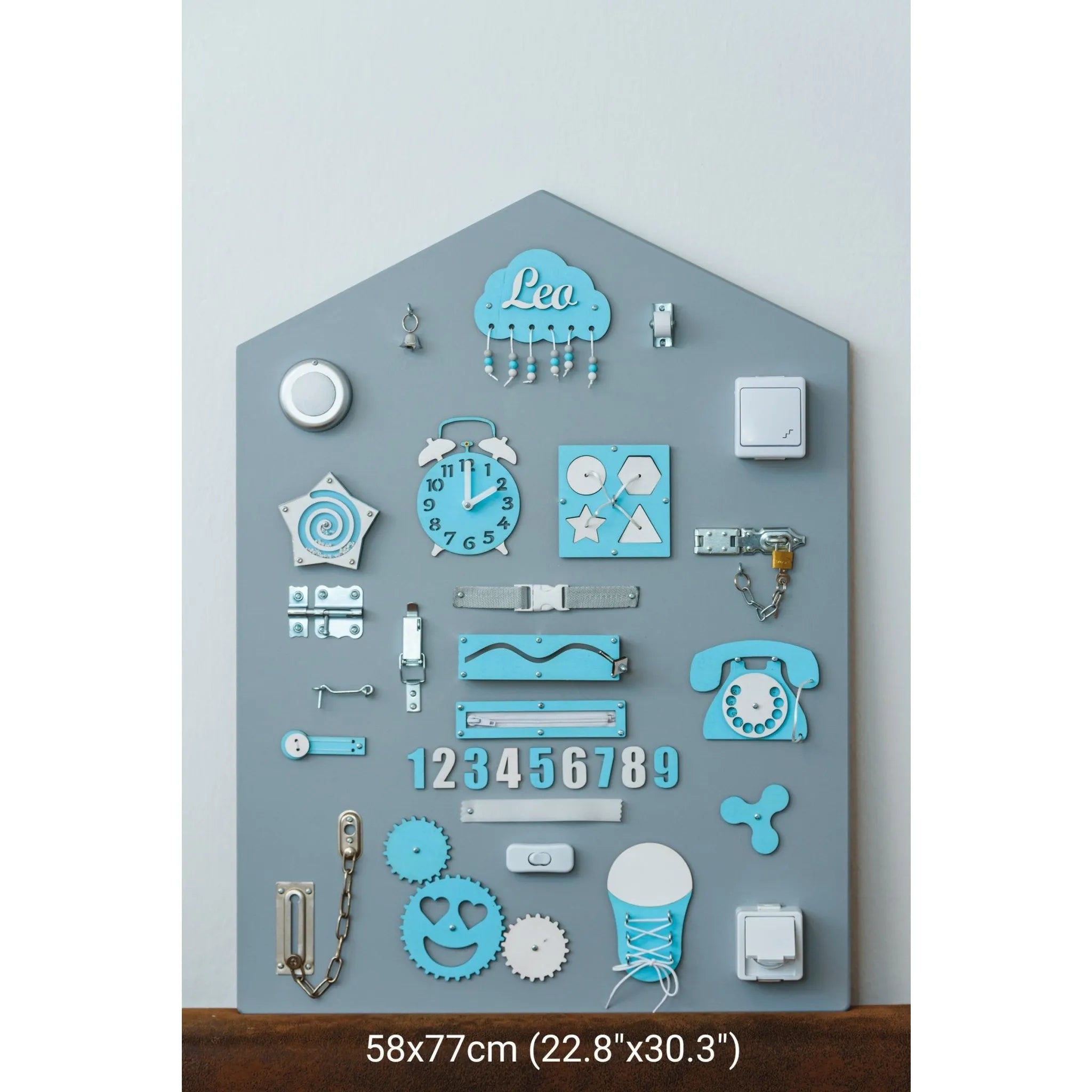 Montessori Holzbretthaus - Blau - Unlimitedkids