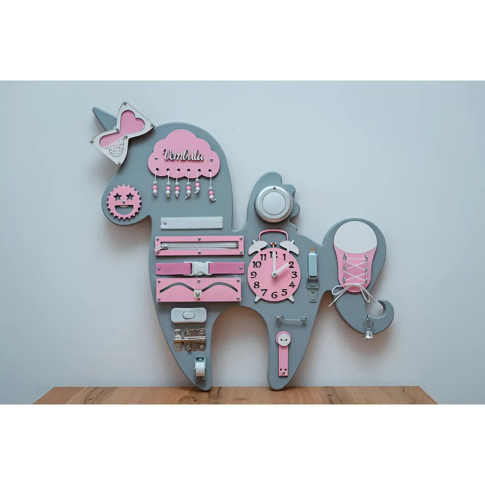 Tavola di legno Montessori Unicorno - Rosa - Unlimitedkids