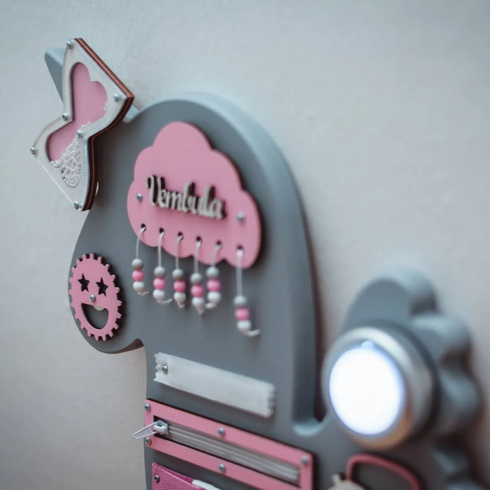 Tavola di legno Montessori Unicorno - Rosa - Unlimitedkids