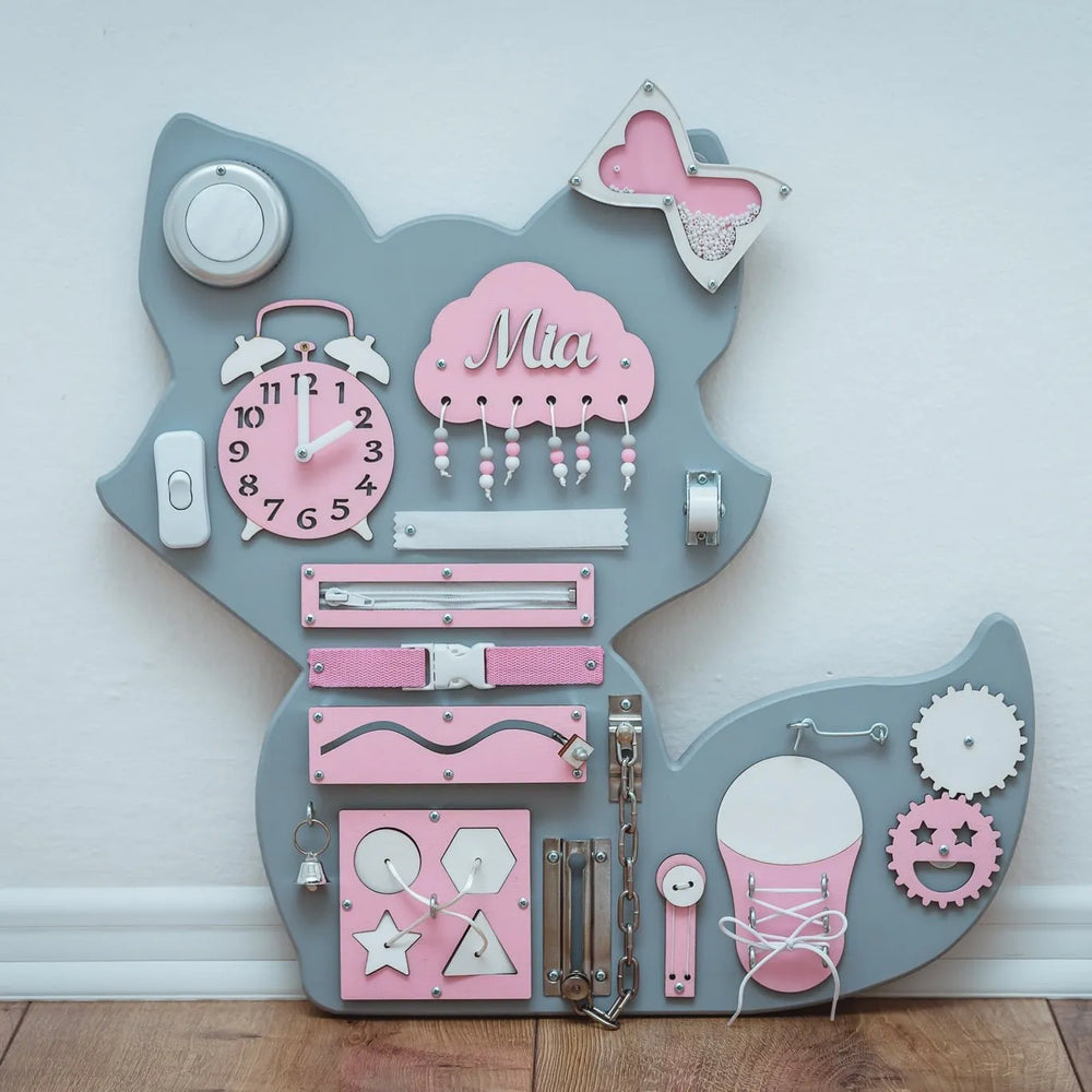 Montessori Wooden Board Fox - Pink - Unlimitedkids