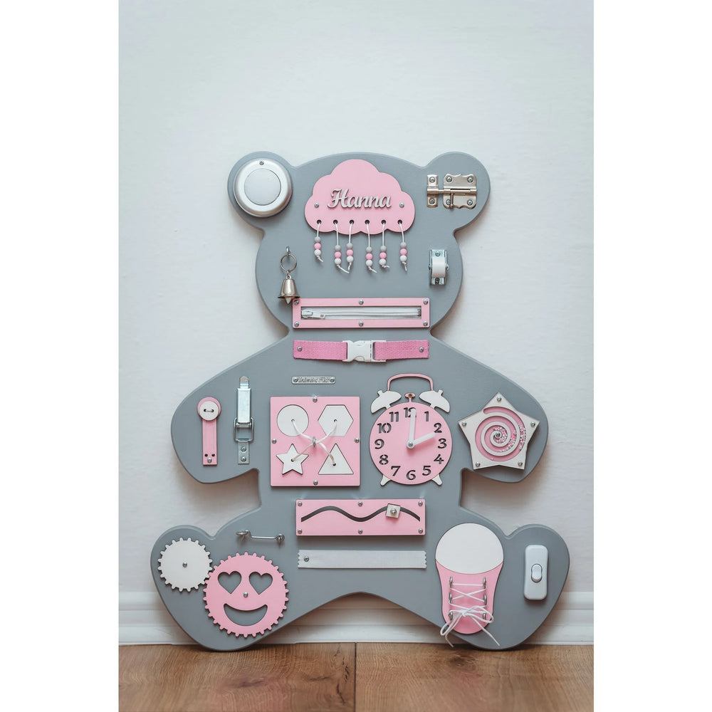 Tablero de madera Montessori Oso - Rosa - Unlimitedkids