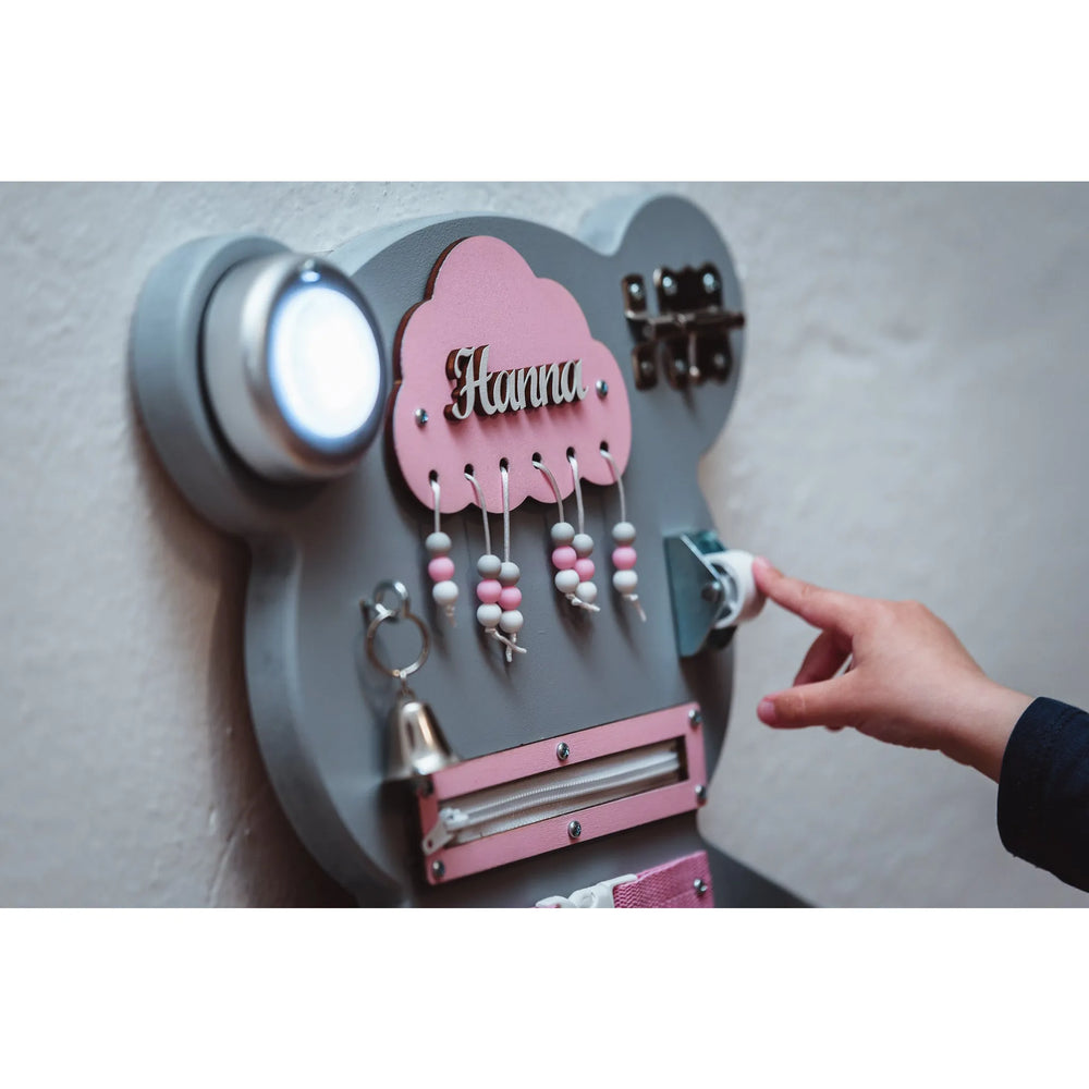 Tablero de madera Montessori Oso - Rosa - Unlimitedkids