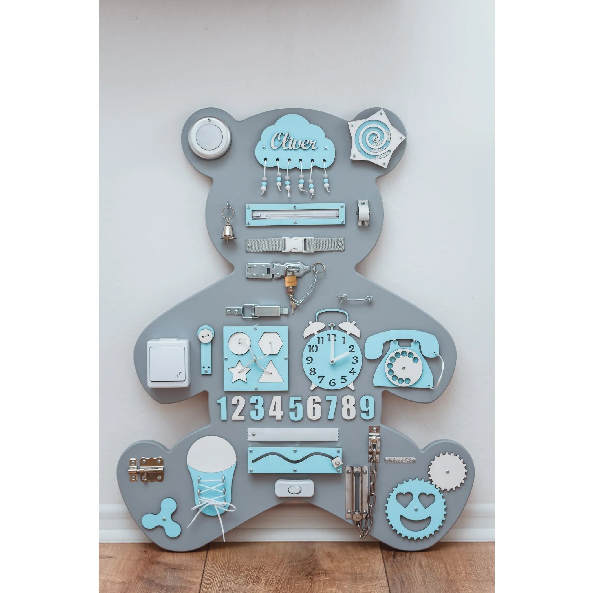 Tavola di legno Montessori Orsetto XL - Blu - Unlimitedkids