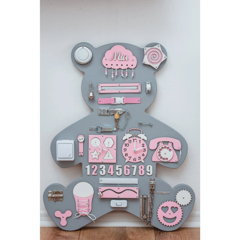 Montessori Wooden Board Bear Xl - Pink - Unlimitedkids