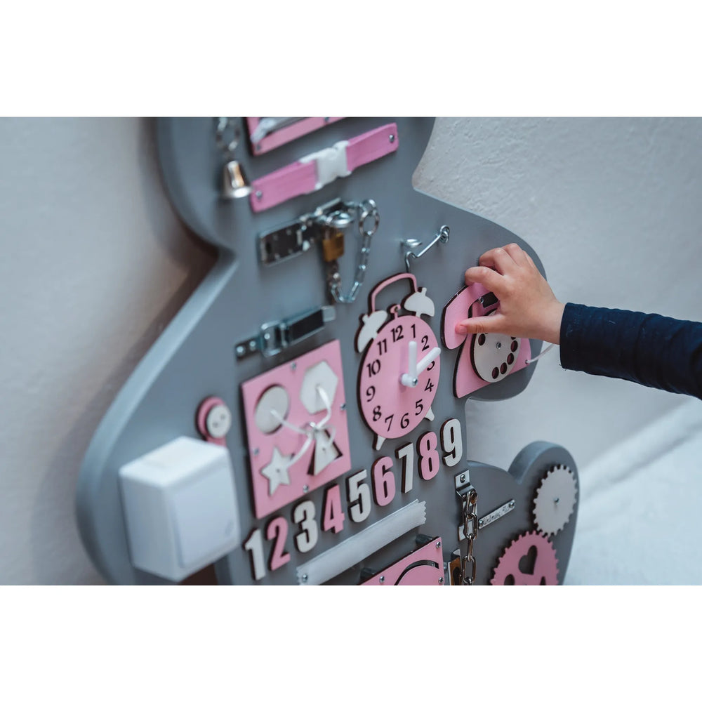 Montessori Wooden Board Bear Xl - Pink - Unlimitedkids