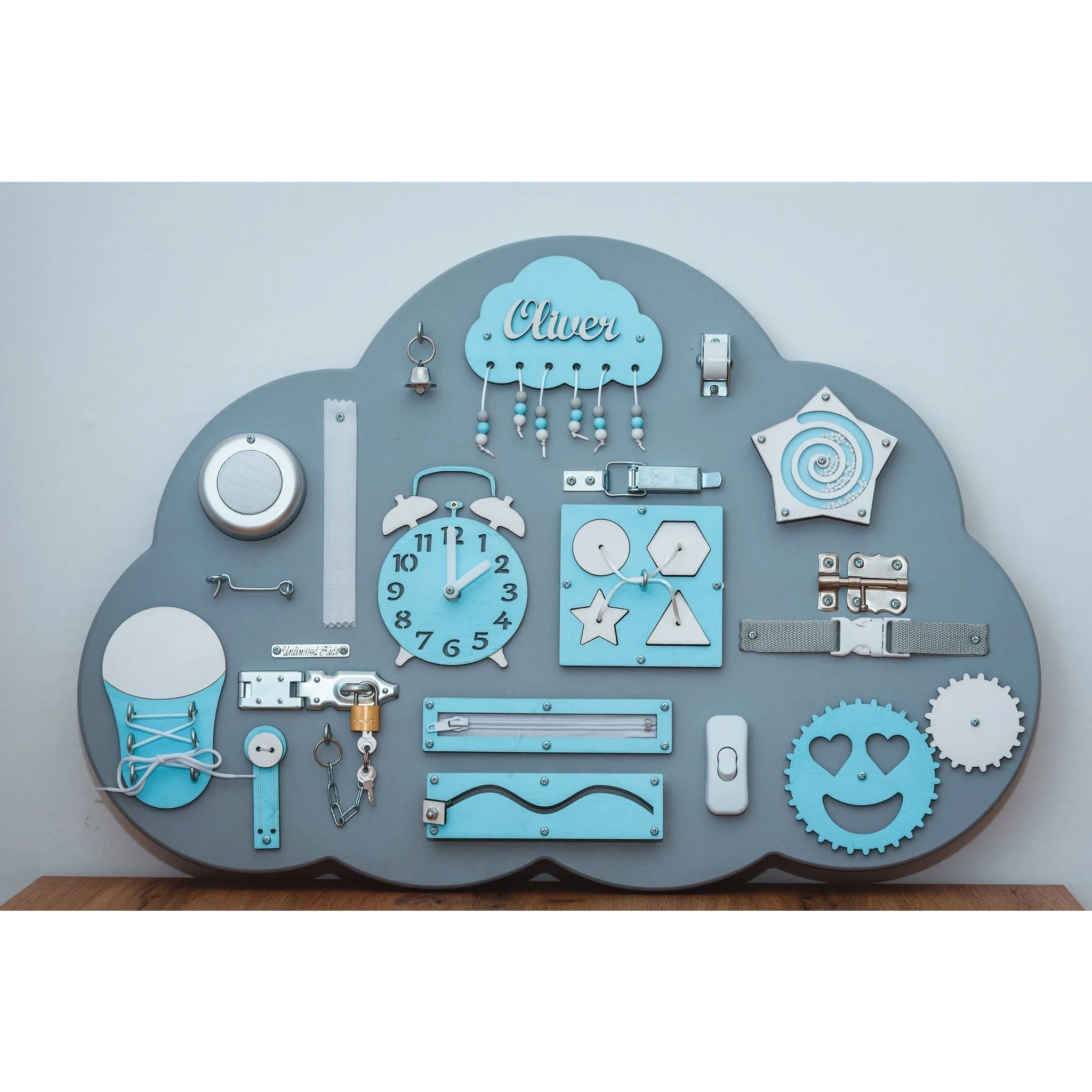 Lavagna in legno Montessori Nuvola - Blu - Unlimitedkids